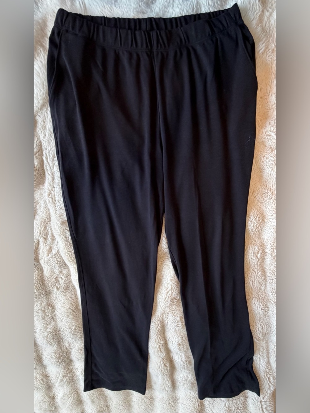 Lands’ End Sport Knit Straight Leg Pants L Tall 14-16 Black NWOT